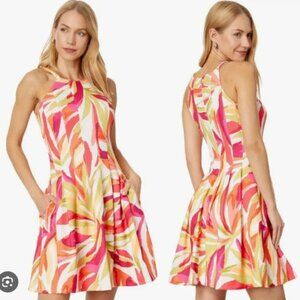 Vince Camuto scuba bright geometric fit and flare mini dress 12
